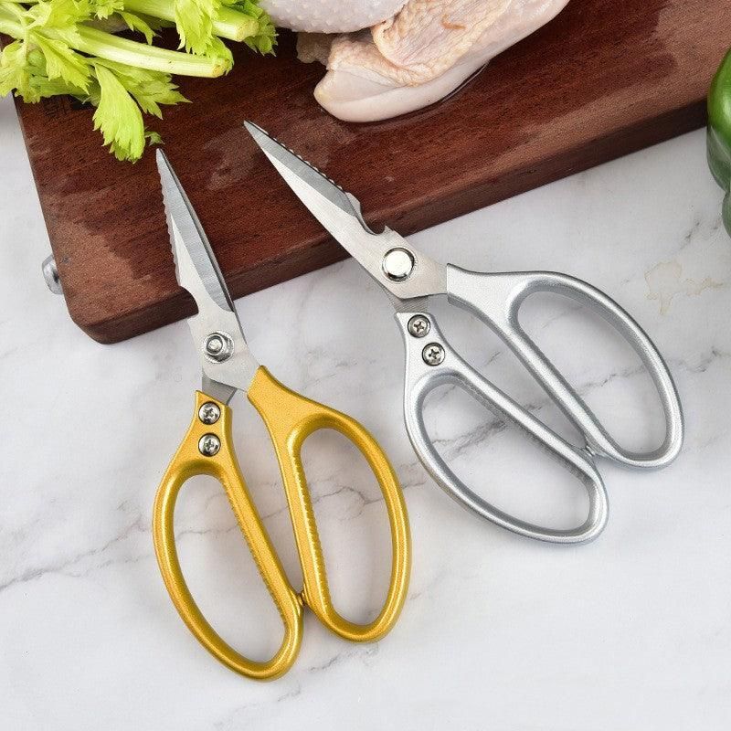 2X Japanese Heavy Duty Stainless Steel Kitchen Scissors Shears Fish Chicken Bone - 2pcs Silver