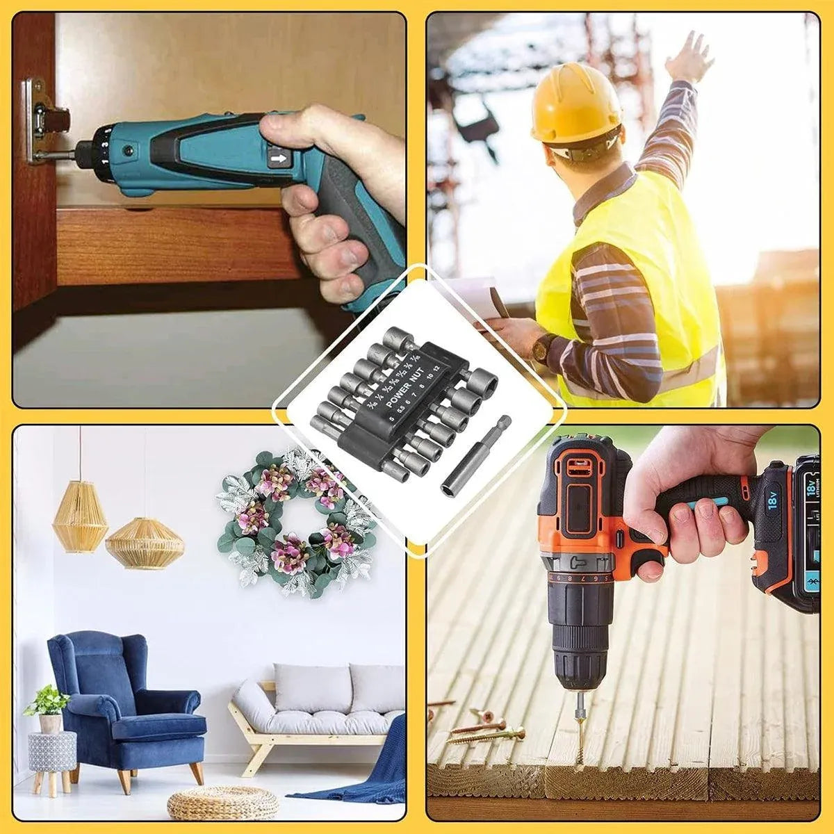 14PCS Hexagonal Handle Electric Screwdriver Set with Bits Drill Power Tool Kit