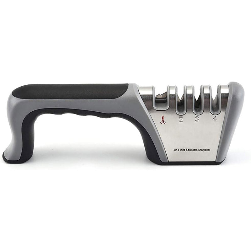 Four Stage Knife Sharpener Multifunction Kitchen Blade Sharpening Tool Quick Use - Red