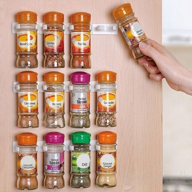 2Pcs Kitchen Spice Gripper Strip Jar Rack Organiser Storage Holder Wall