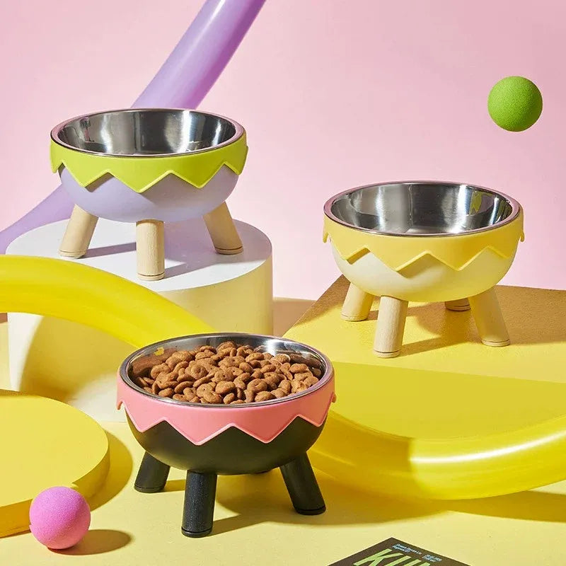 Eggshell Tall Pet Bowl Cat Dog Food Bowl Anti Slip Durable Raised Feeding Bowl - Green