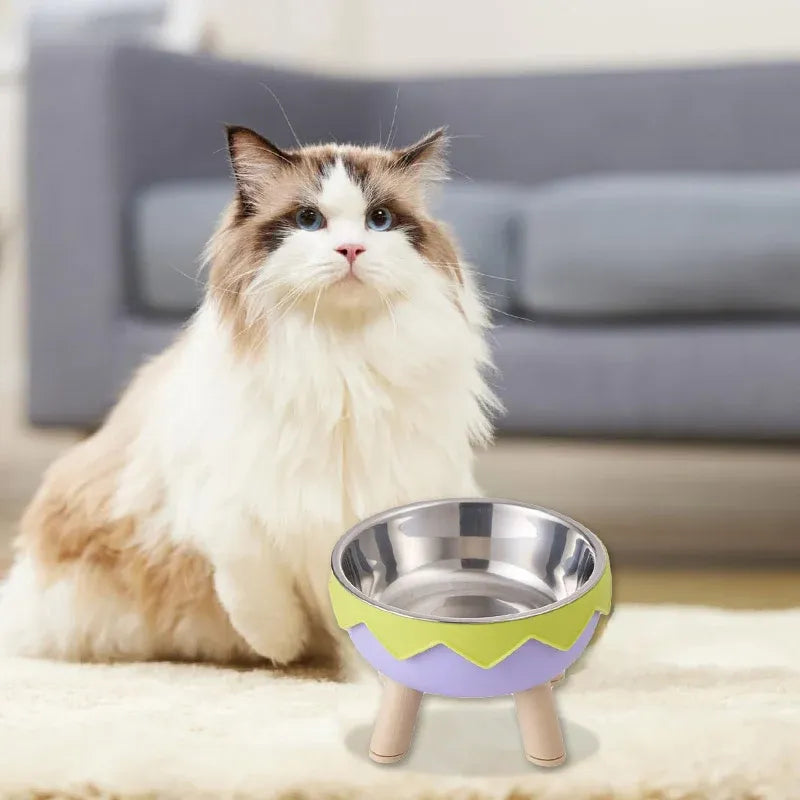 Eggshell Tall Pet Bowl Cat Dog Food Bowl Anti Slip Durable Raised Feeding Bowl - Green