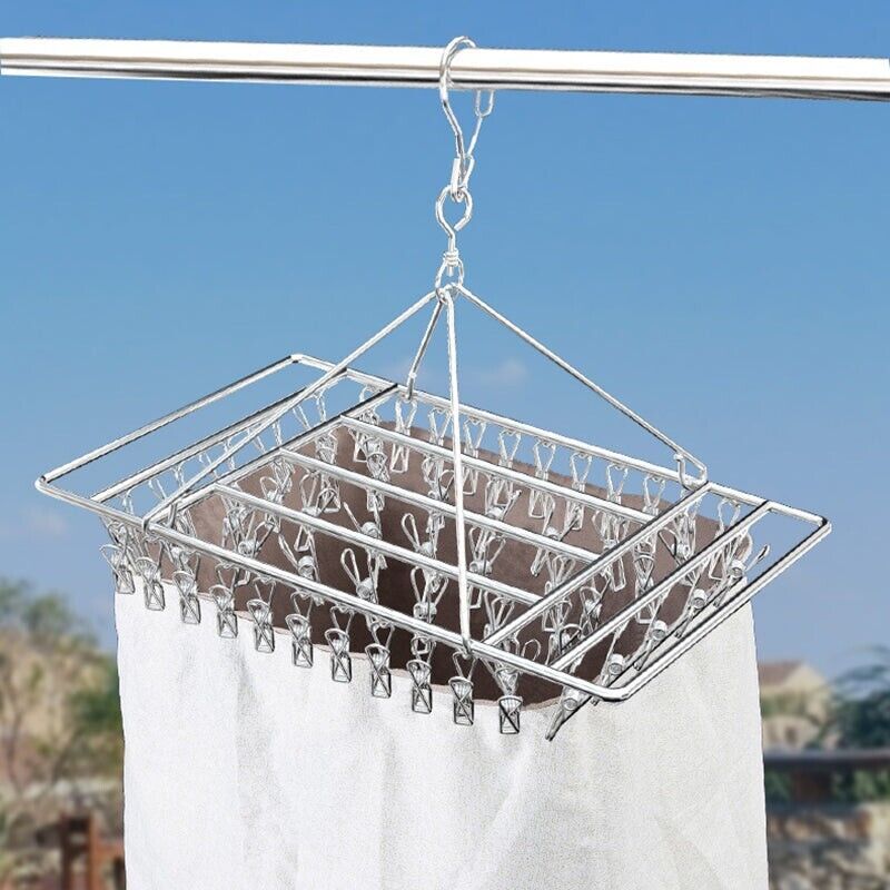 30/40/55 Pegs Stainless Steel Laundry Sock Underwear Clothes Dryer Rack Hanger - 30Pegs