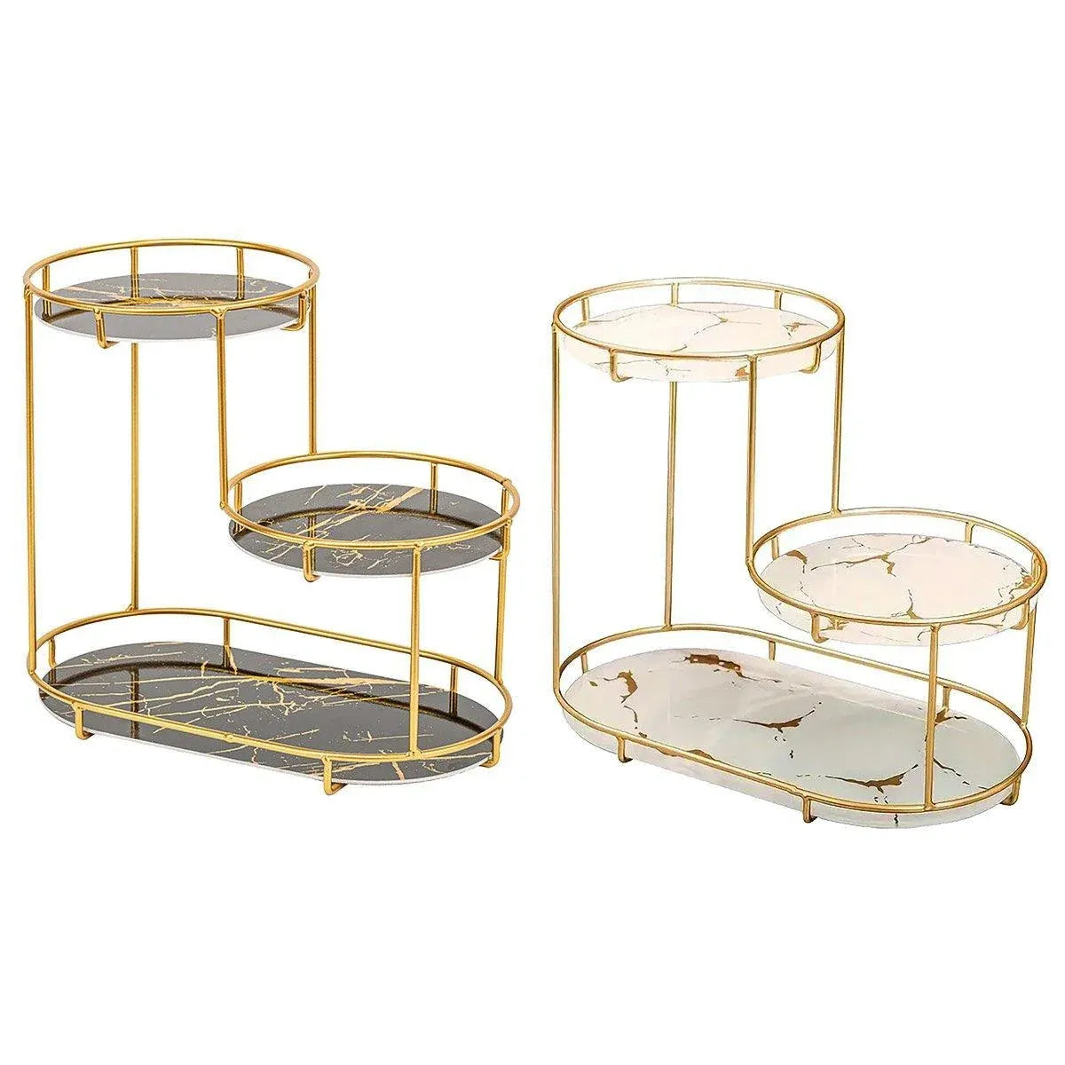 Round Multi-Tier Metal Storage Rack for Bathroom Vanity Kitchen Storage Rack - Black