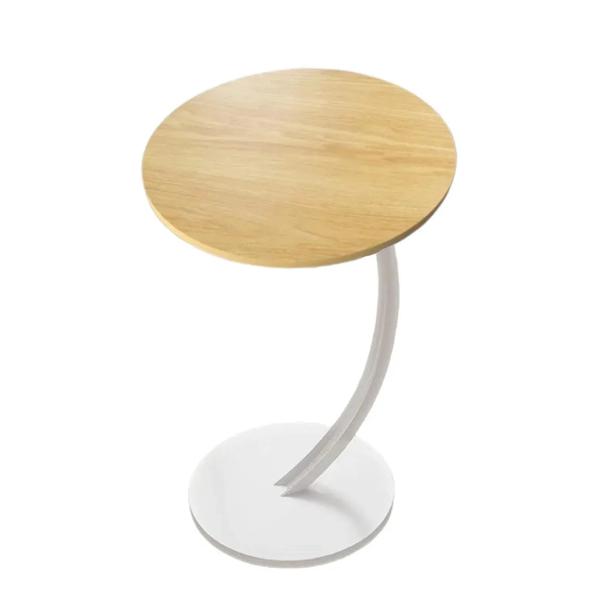 C Shaped Snack Side Table for Sofa Couch Small End Table for Living Room Bedroom - Brown-White
