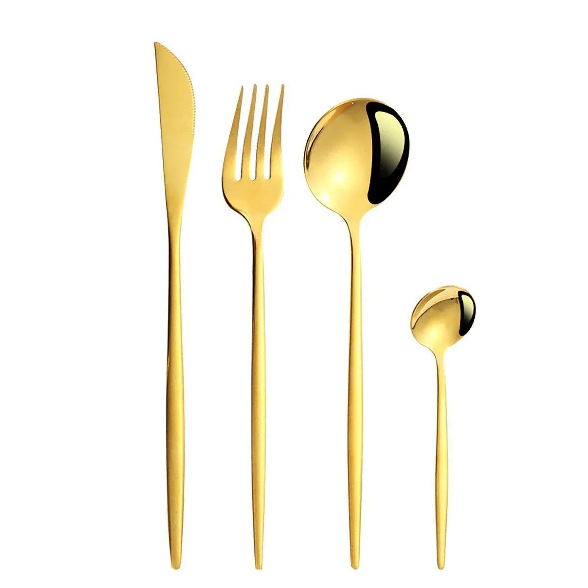 24PCS Stainless Steel Cutlery Set Knife Fork Spoon Set Durable Flatware Dining - Gold gift box set