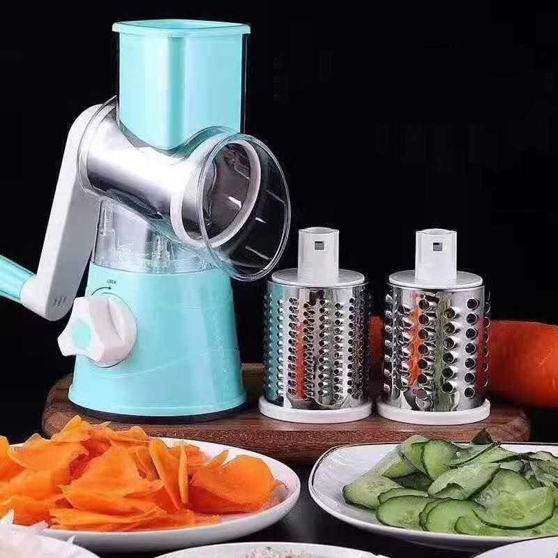 Kitchen Vegetable Fruit Slicer Cutter Shredder Food Manual Rotary Grater Chopper - Green
