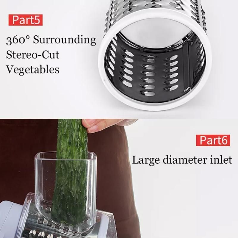 Kitchen Vegetable Fruit Slicer Cutter Shredder Food Manual Rotary Grater Chopper - Green