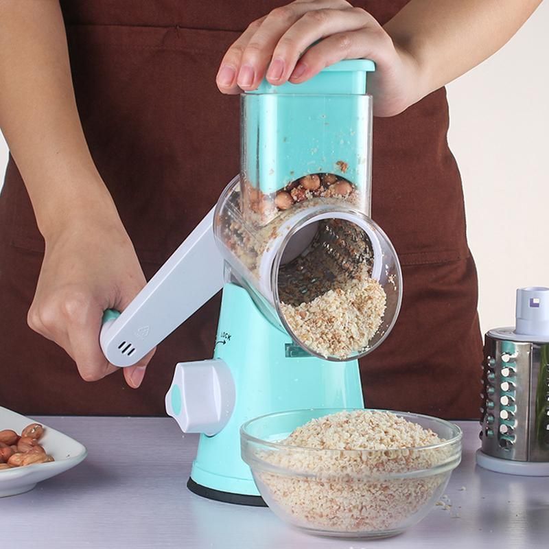 Kitchen Vegetable Fruit Slicer Cutter Shredder Food Manual Rotary Grater Chopper - Green