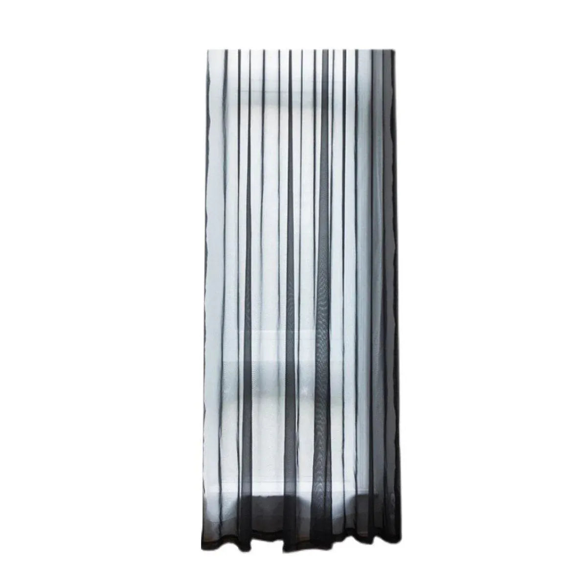 Sheer Voile Curtains Rod Pocket Window Panel for Bedroom 140cm x 230cm Drapes - Black