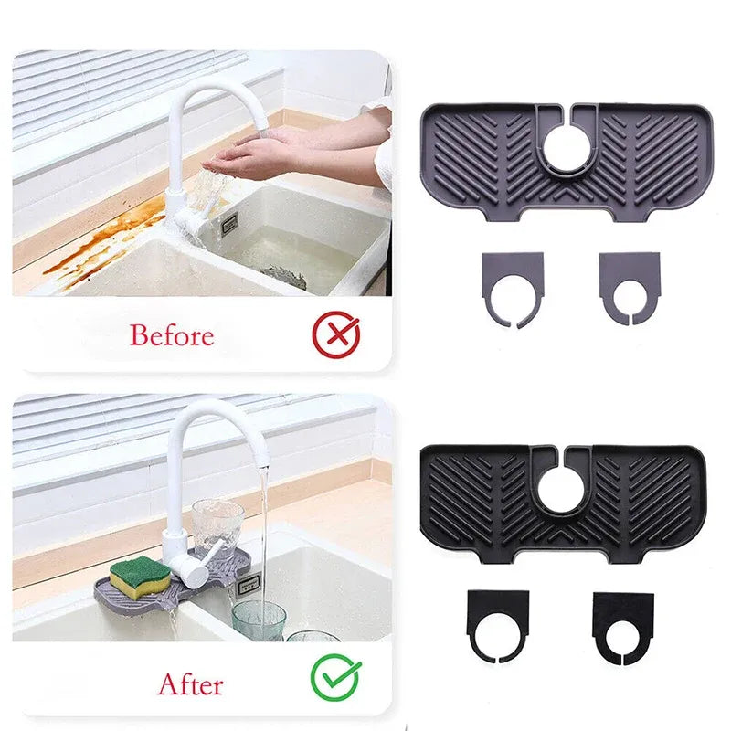 Kitchen Faucet Storage Rack Holder Soap Sponges Caddy Organizer Sink Basket Rack - Grey