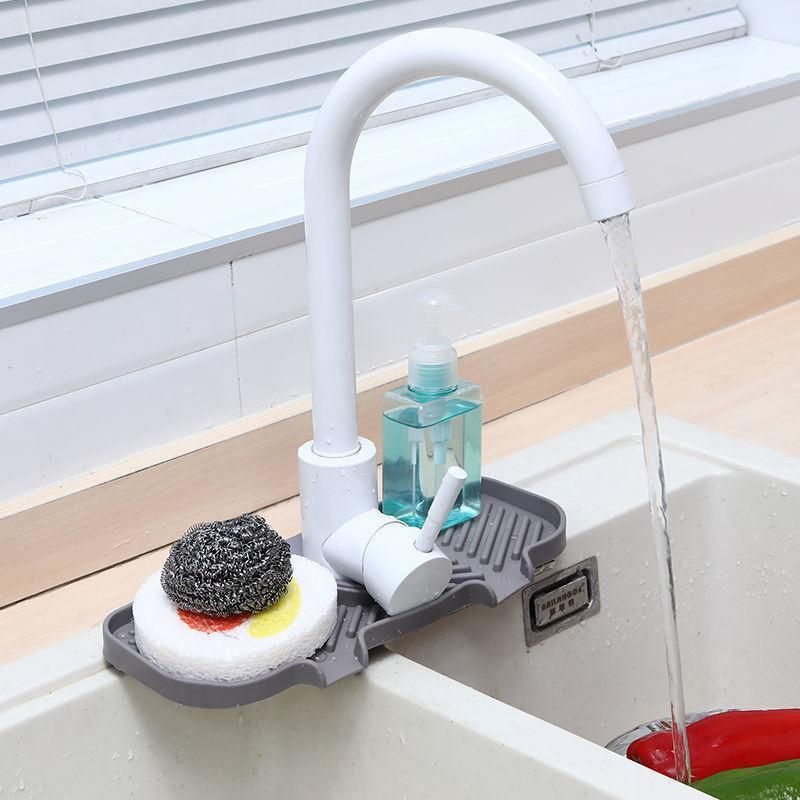 Kitchen Faucet Storage Rack Holder Soap Sponges Caddy Organizer Sink Basket Rack - Black