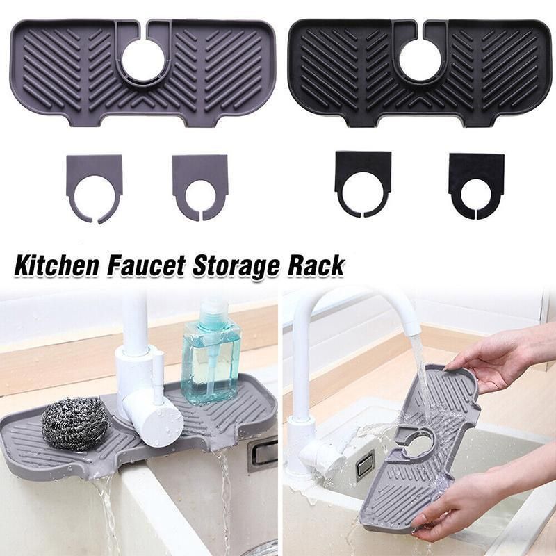 Kitchen Faucet Storage Rack Holder Soap Sponges Caddy Organizer Sink Basket Rack - Black