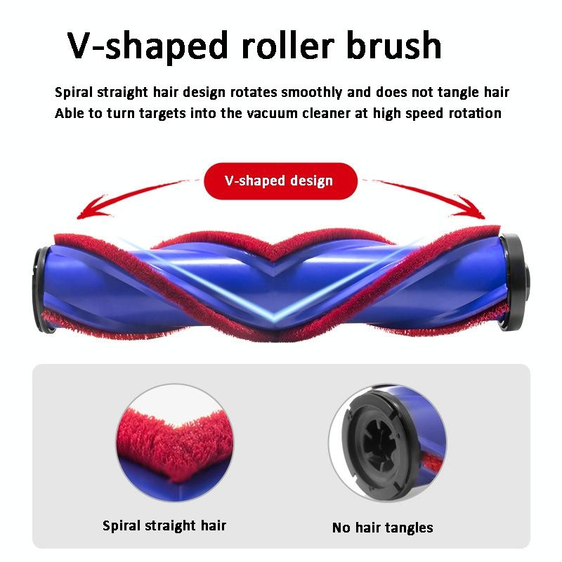 V-shaped Anti-tangle Floor Brush for Vacuum Cleaners - For Dyson V7 V8 V10 V11