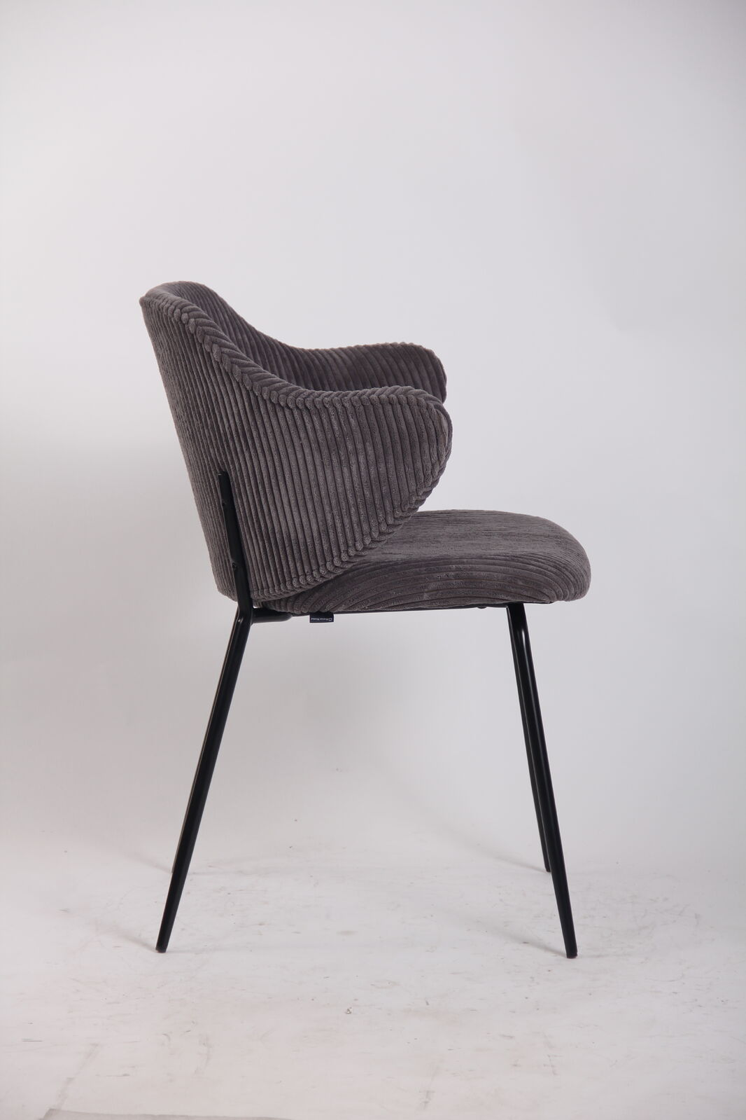 Set of 4 Dining Chairs with Corduroy Cord Fabric in Dark Grey Lincoln