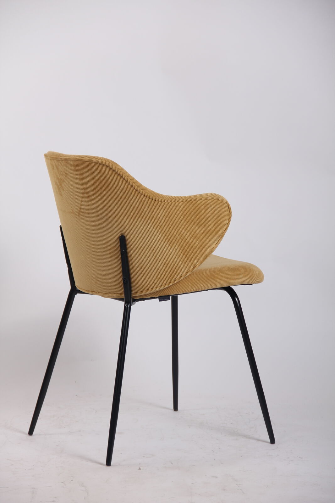 Set of 2 Dining Chairs Corduroy Cord Fabric with Metal Legs in Mustard Yellow