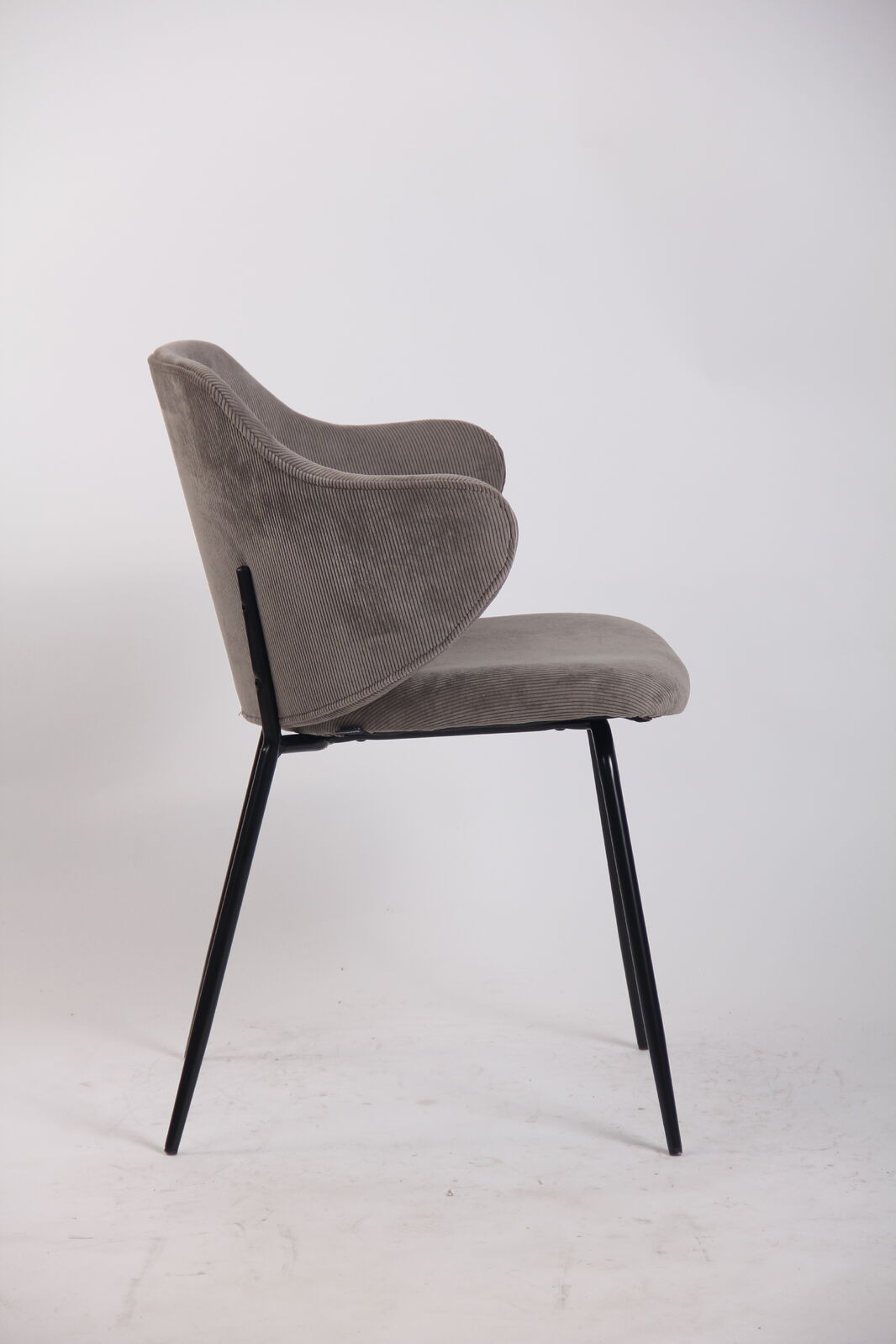 Set of 4 Dining Chairs with Corduroy Cord Fabric in Grey