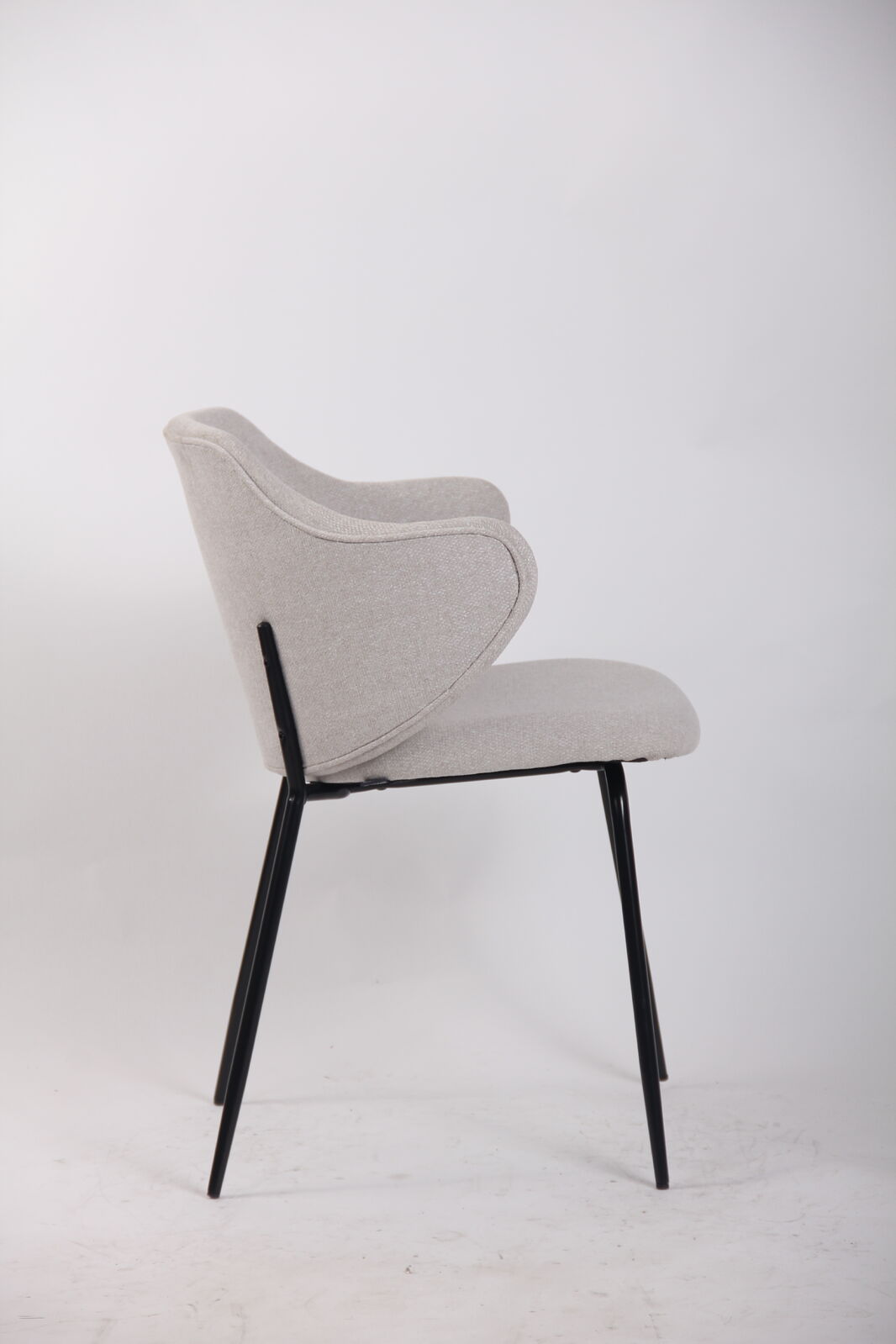 Set of 6 Dining Chairs Fabric with Metal Legs in Ivory Beige