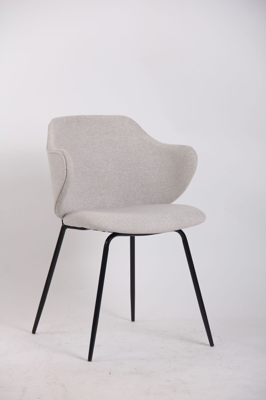 Set of 6 Dining Chairs Fabric with Metal Legs in Ivory Beige