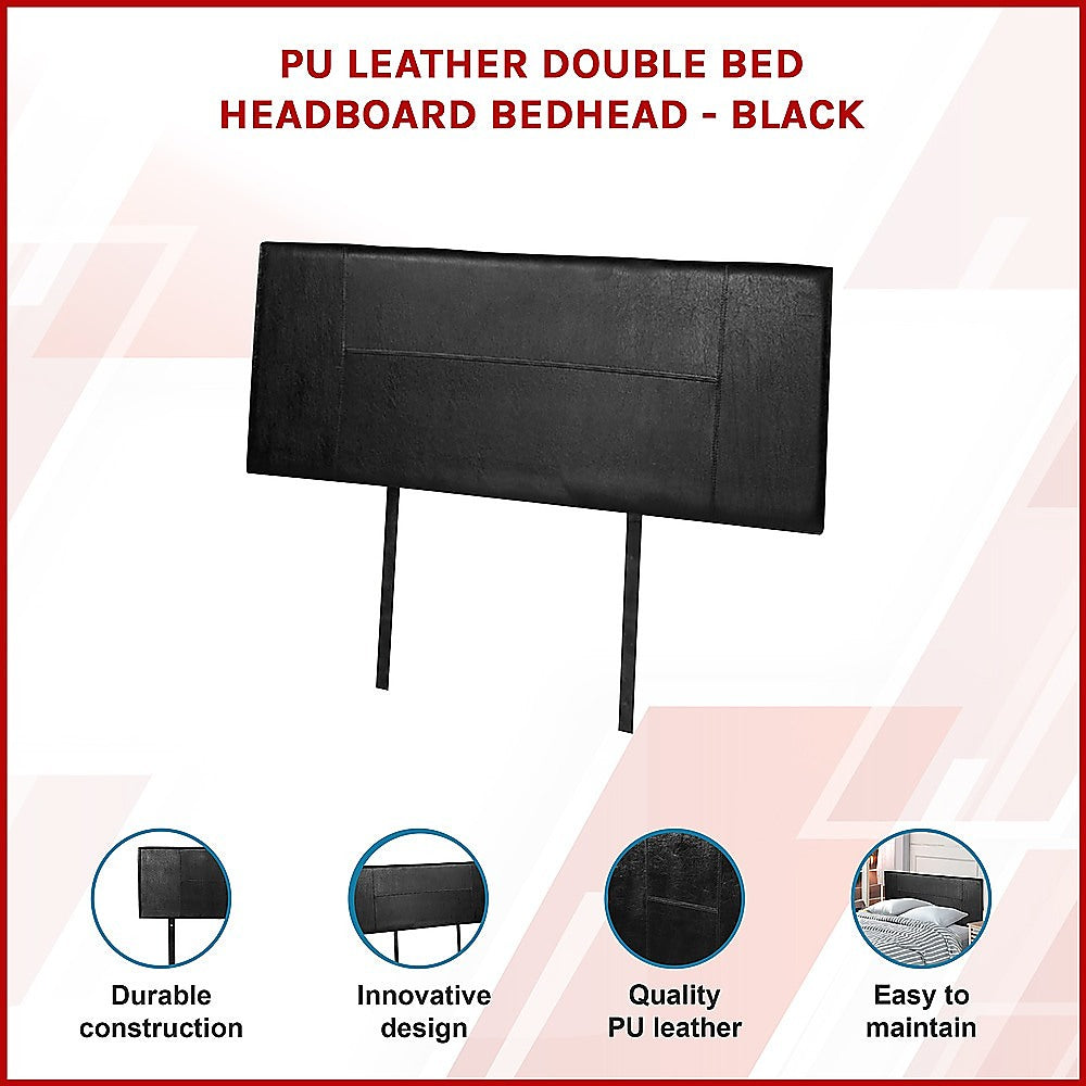 PU Leather Double Bed Headboard Bedhead - Black