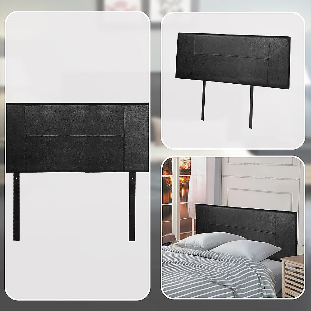 PU Leather Double Bed Headboard Bedhead - Black