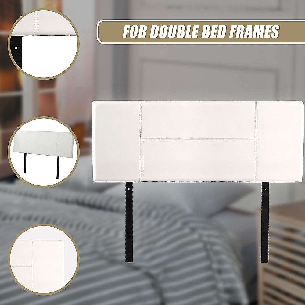 PU Leather Double Bed Headboard Bedhead - White