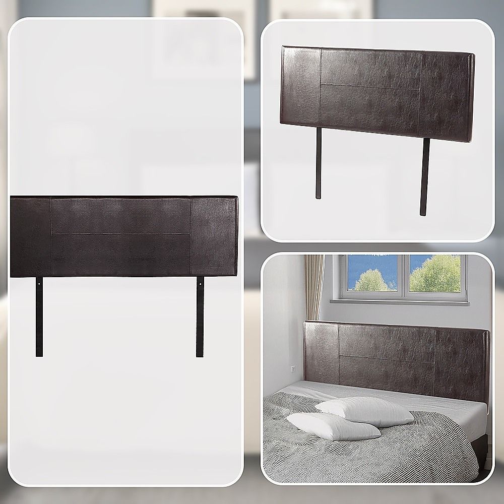 PU Leather Queen Bed Headboard Bedhead - Brown