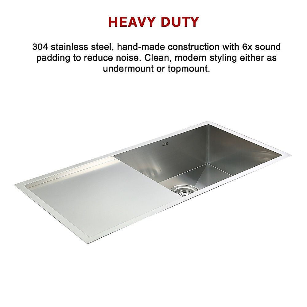 960x450mm Handmade 1.2mm Stainless Steel Undermount Topmount Kitchen Sink with Waste