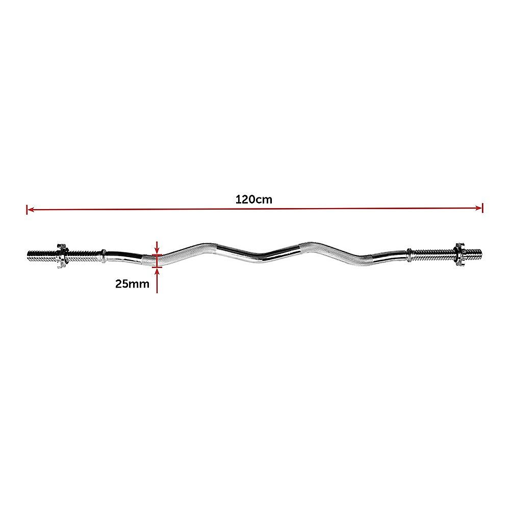 Heavy Duty EZ Curl Barbell – Weightlifting Bar with Spinlock Collars for Gym Training