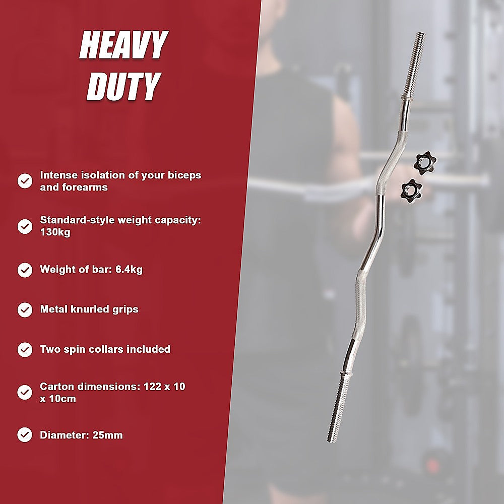 Heavy Duty EZ Curl Barbell – Weightlifting Bar with Spinlock Collars for Gym Training