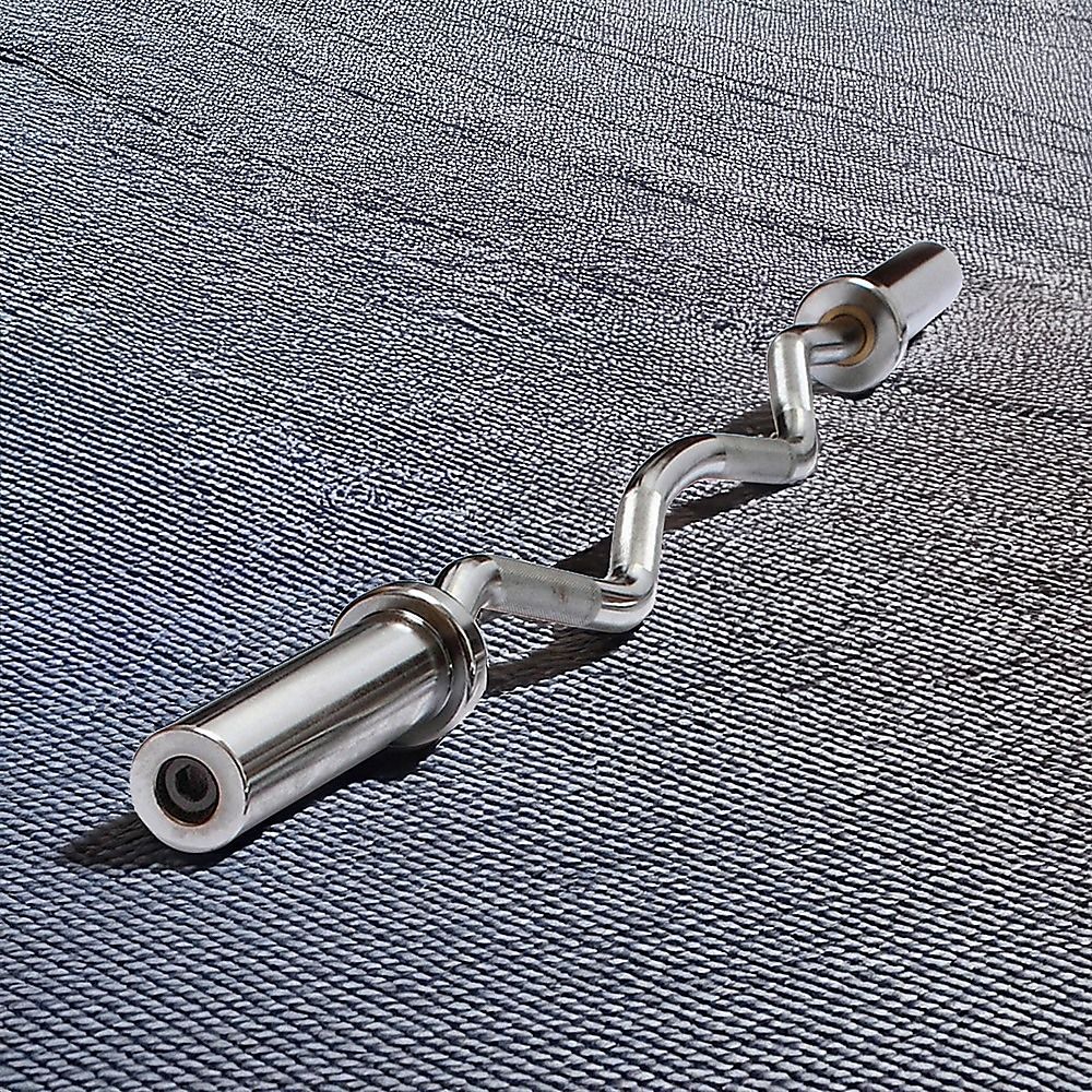 120cm Chrome Olympic EZ Curl Bar – Weightlifting Barbell for Home Gym Training