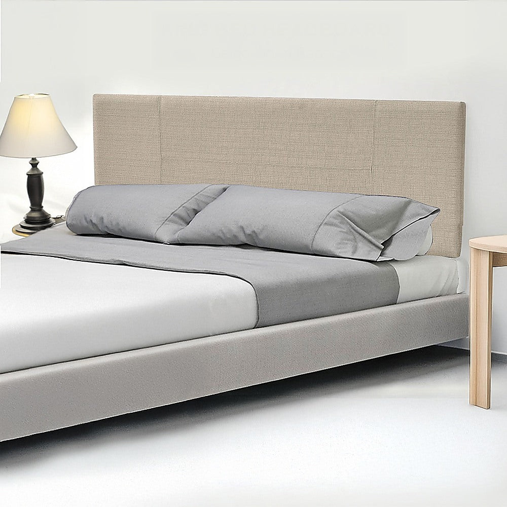 Linen Fabric King Bed Headboard Bedhead - Beige