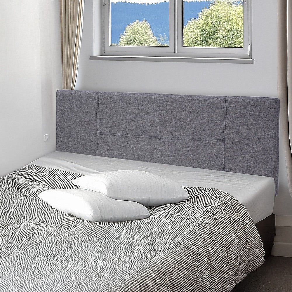 Linen Fabric Queen Bed Headboard Bedhead - Grey