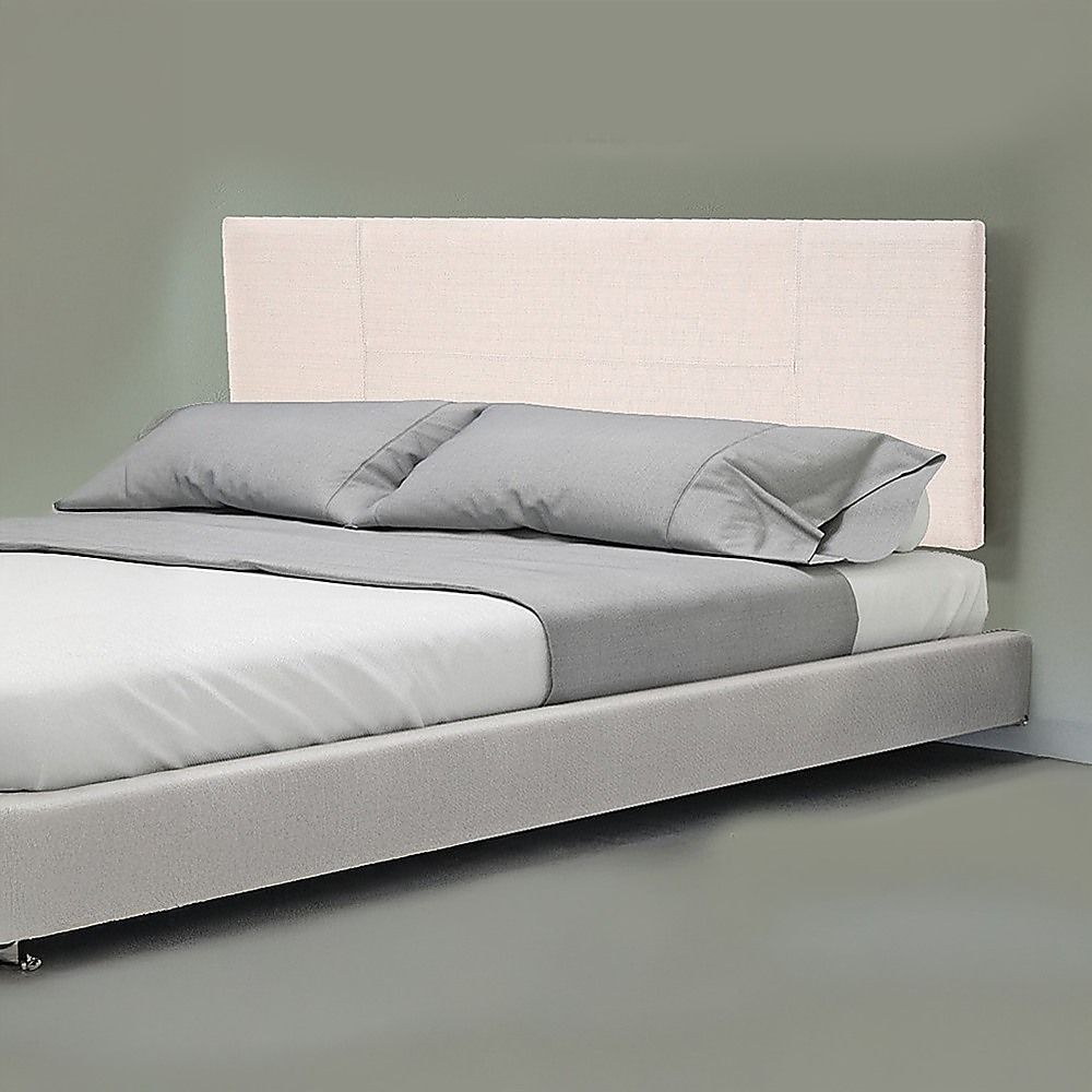 Linen Fabric Queen Bed Headboard Bedhead - Beige