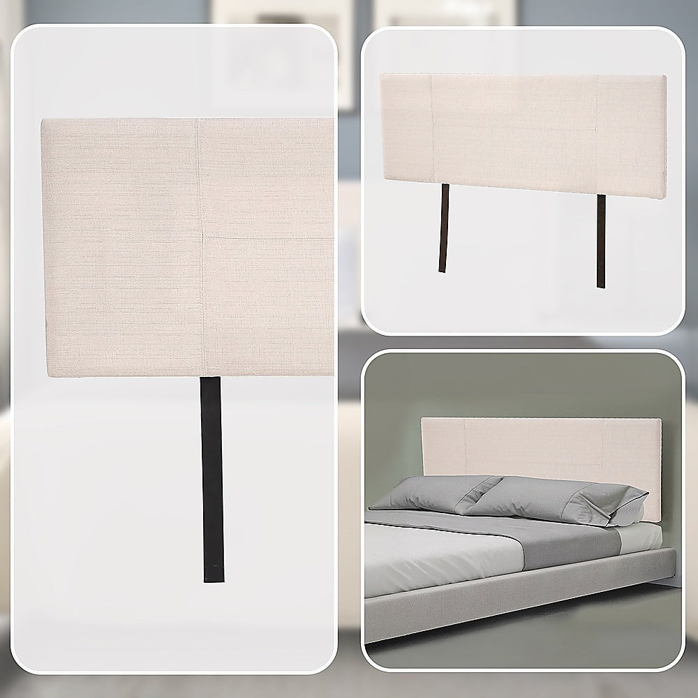 Linen Fabric Queen Bed Headboard Bedhead - Beige