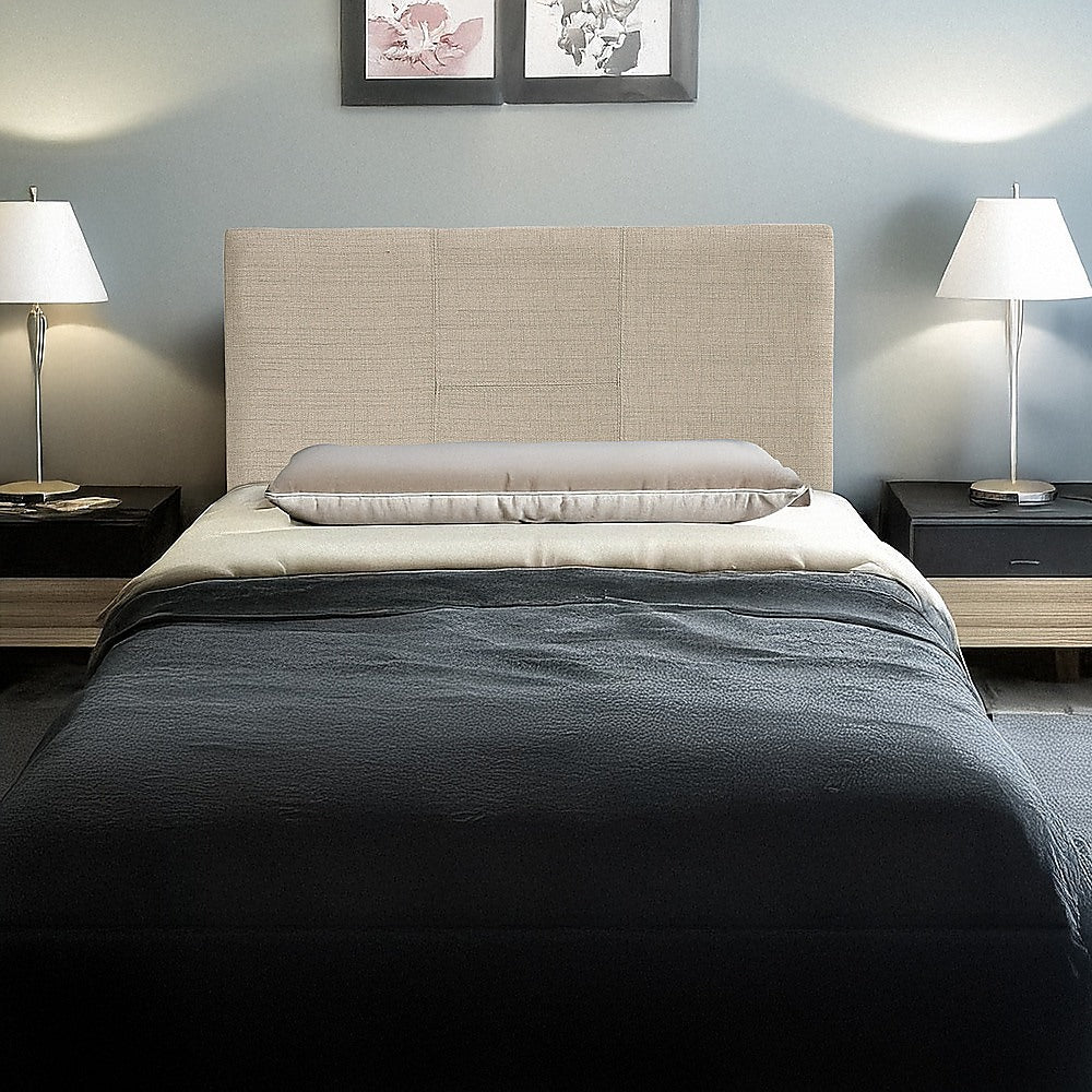 Linen Fabric Single Bed Headboard Bedhead - Beige