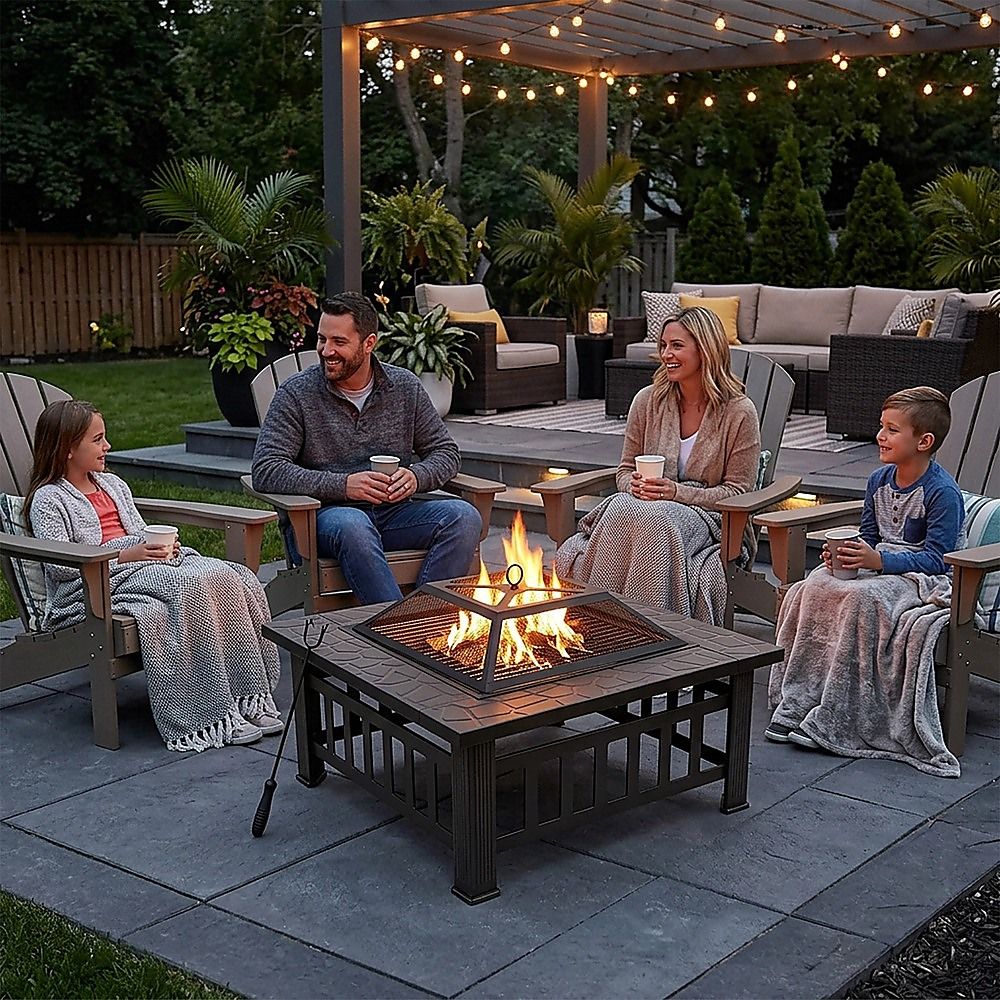18" Square Metal Fire Pit Outdoor Heater