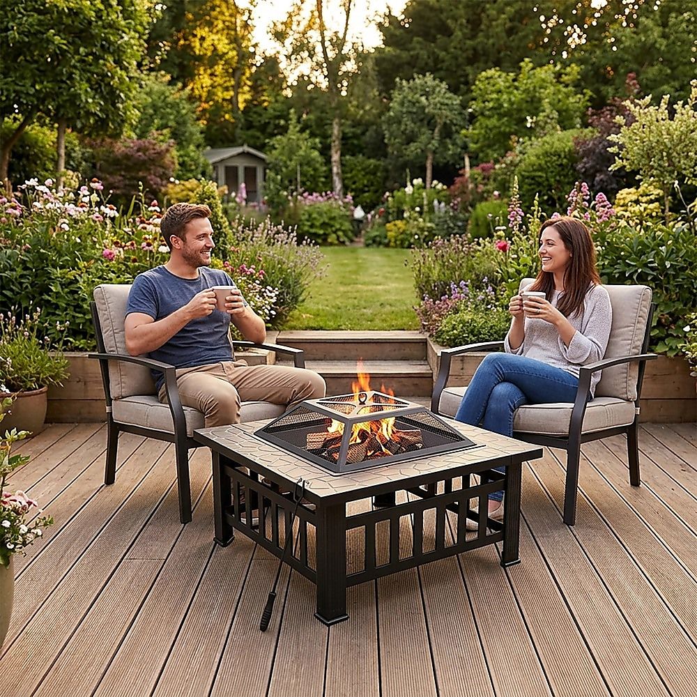 18" Square Metal Fire Pit Outdoor Heater