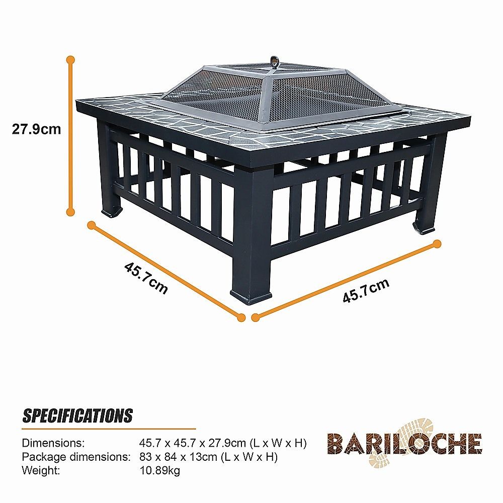 18" Square Metal Fire Pit Outdoor Heater