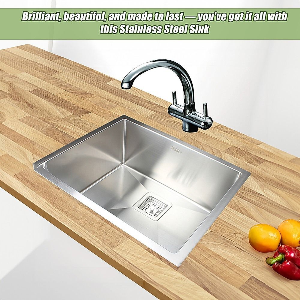 550x455mm Handmade 1.5mm Stainless Steel Kitchen Sink with Waste and Grid