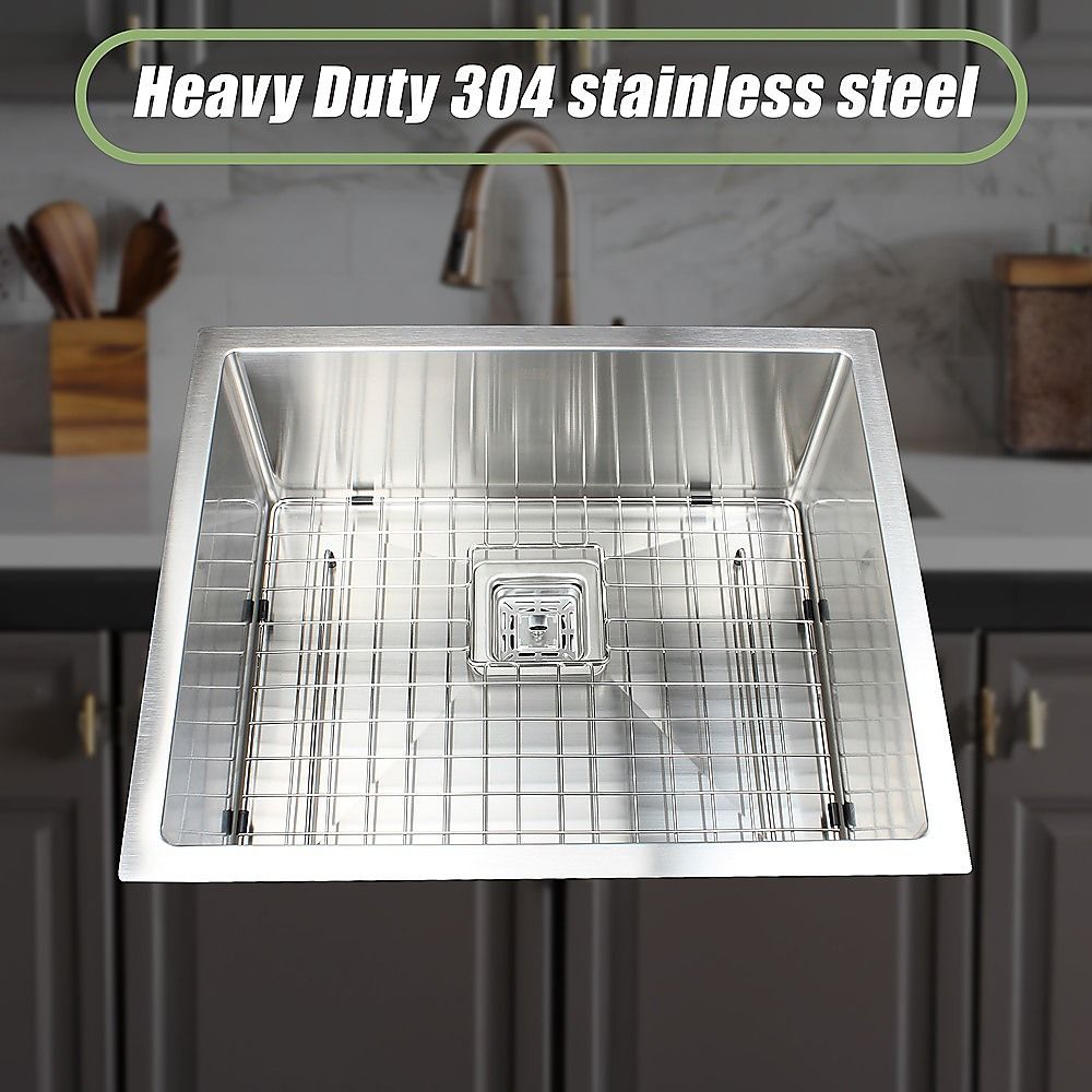 550x455mm Handmade 1.5mm Stainless Steel Kitchen Sink with Waste and Grid