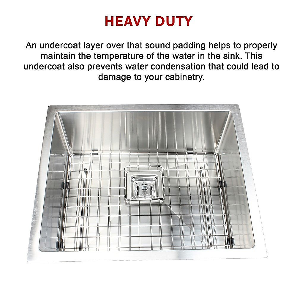 550x455mm Handmade 1.5mm Stainless Steel Kitchen Sink with Waste and Grid