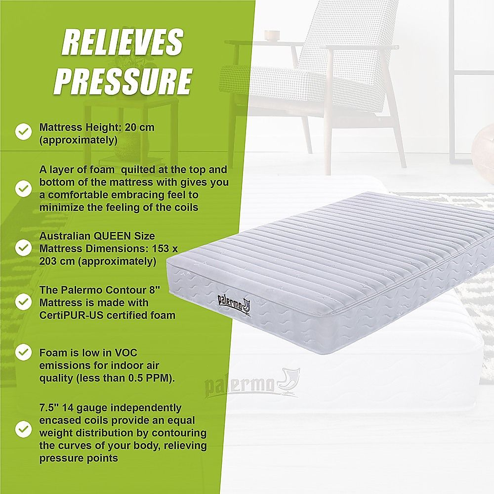 Contour Encased Coil Queen Mattress – Hybrid Support with CertiPUR-US® Certified Foam Comfort Layers
