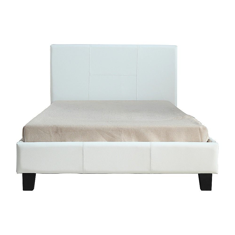 King Single PU Leather Bed Frame White