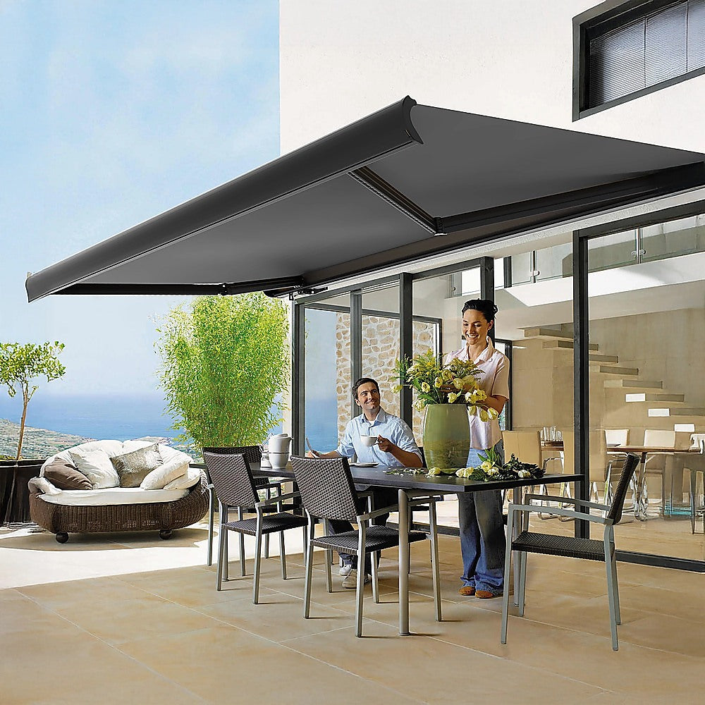 5.0m x 3.0m Retractable Folding Arm Awning Heavy Duty Full Cassette Motorised