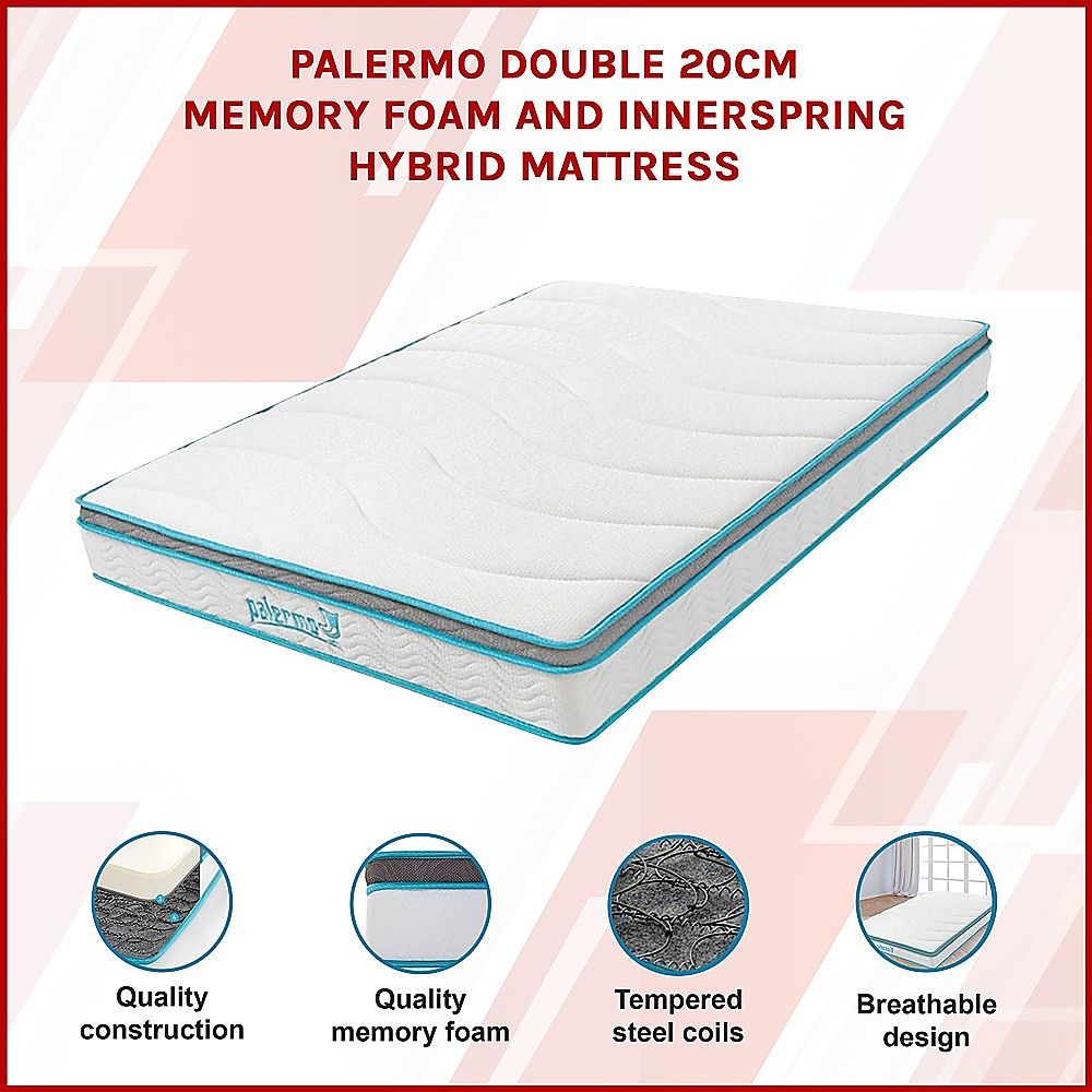 Double 20cm Hybrid Mattress – Memory Foam and Innerspring Support