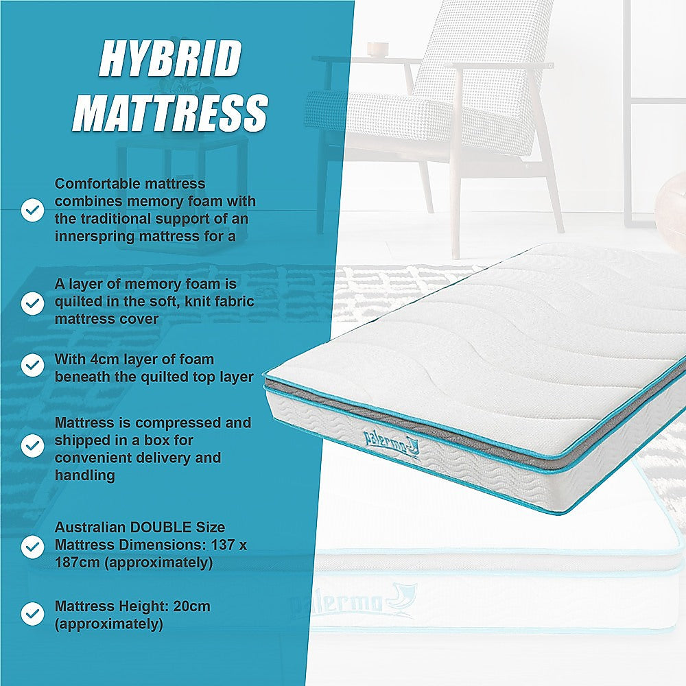 Double 20cm Hybrid Mattress – Memory Foam and Innerspring Support