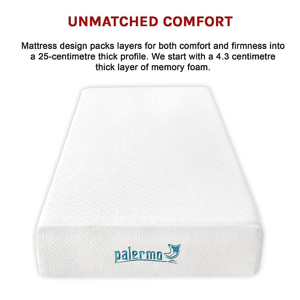 Single 25cm Gel Memory Foam Mattress – Dual-Layered Comfort with CertiPUR-US® Certified Foam