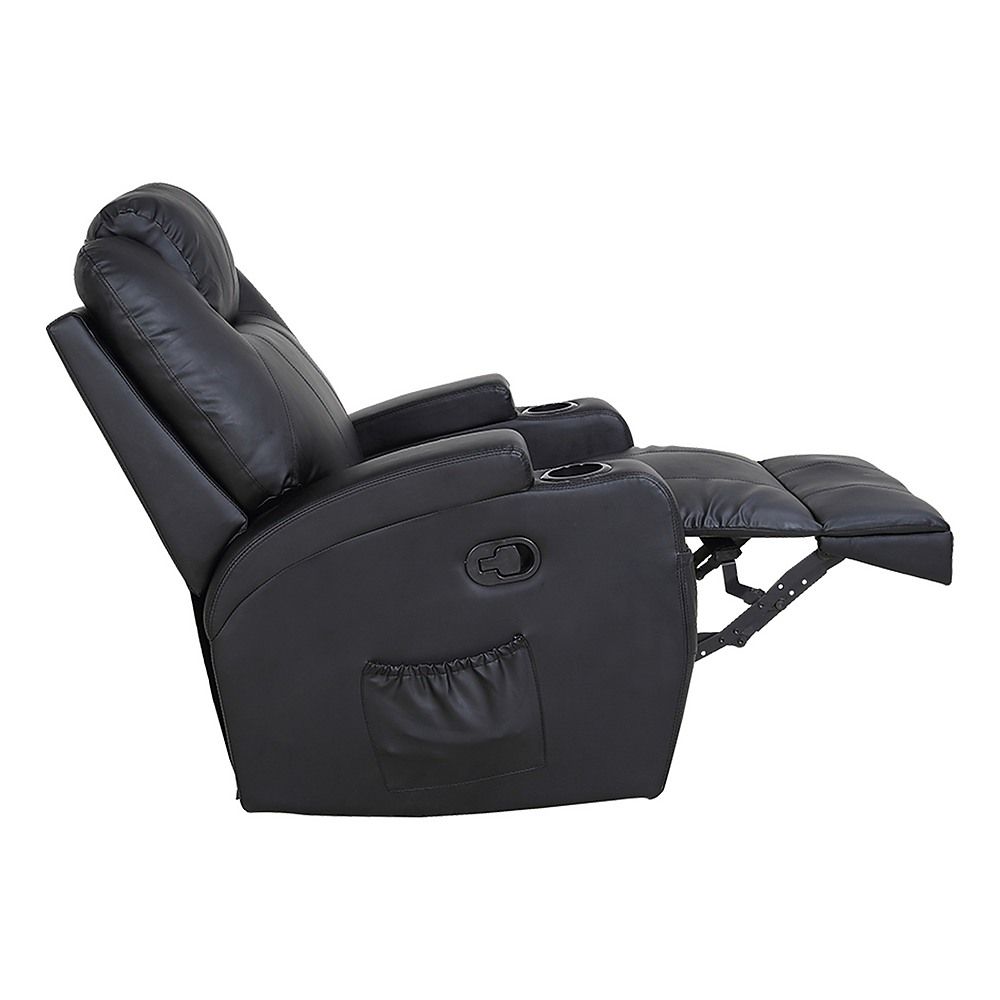 Heated Massage Chair – Black PU Leather 360° Swivel Recliner