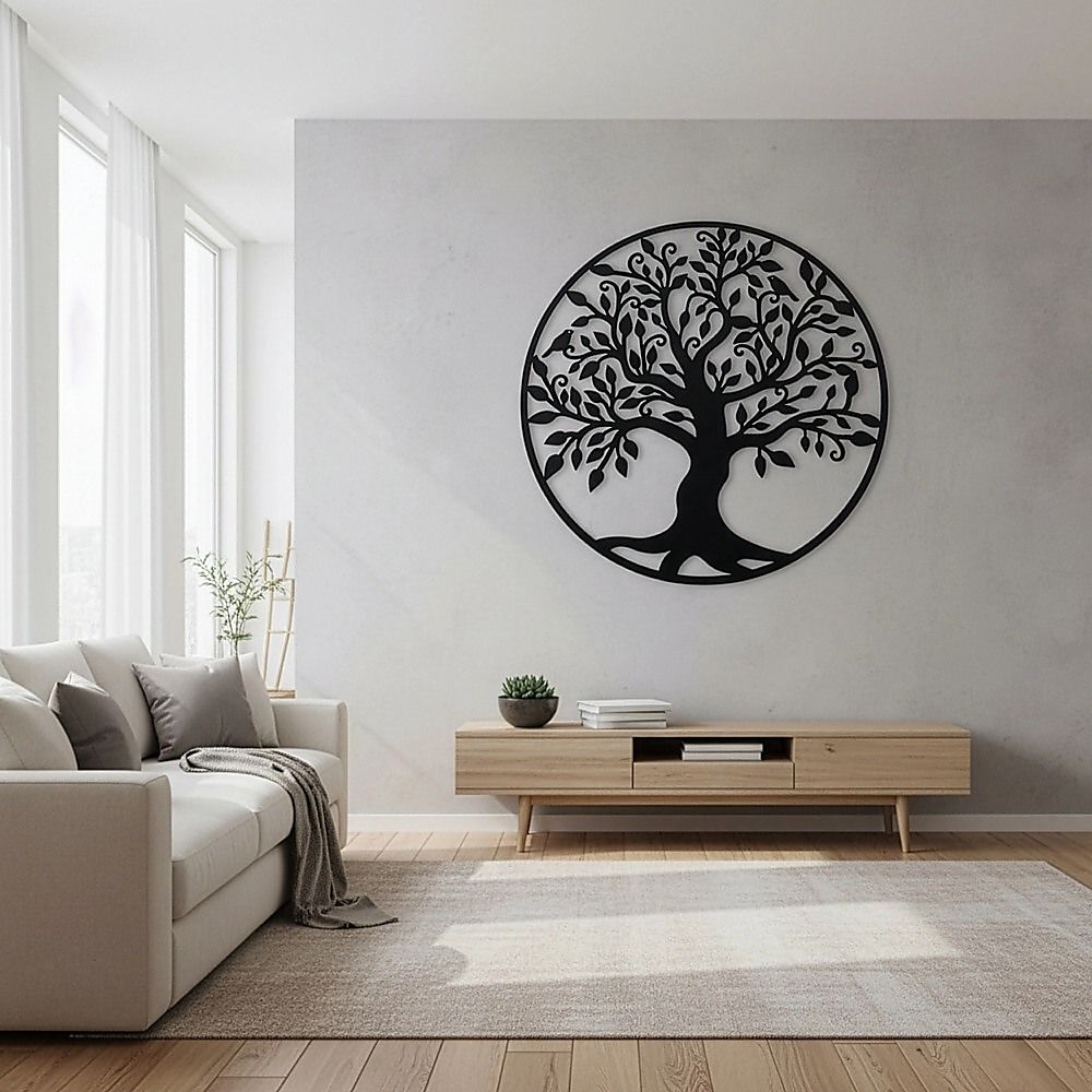 Black Tree of Life Wall Art Hanging Metal Iron Sculpture Garden 99cm